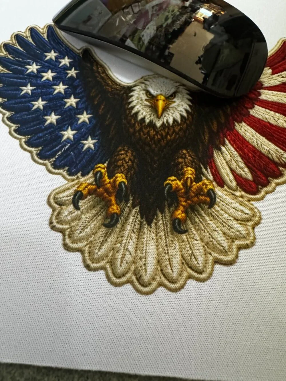 American Bald Eagle Mouse Pad, USA Flag Wings Design